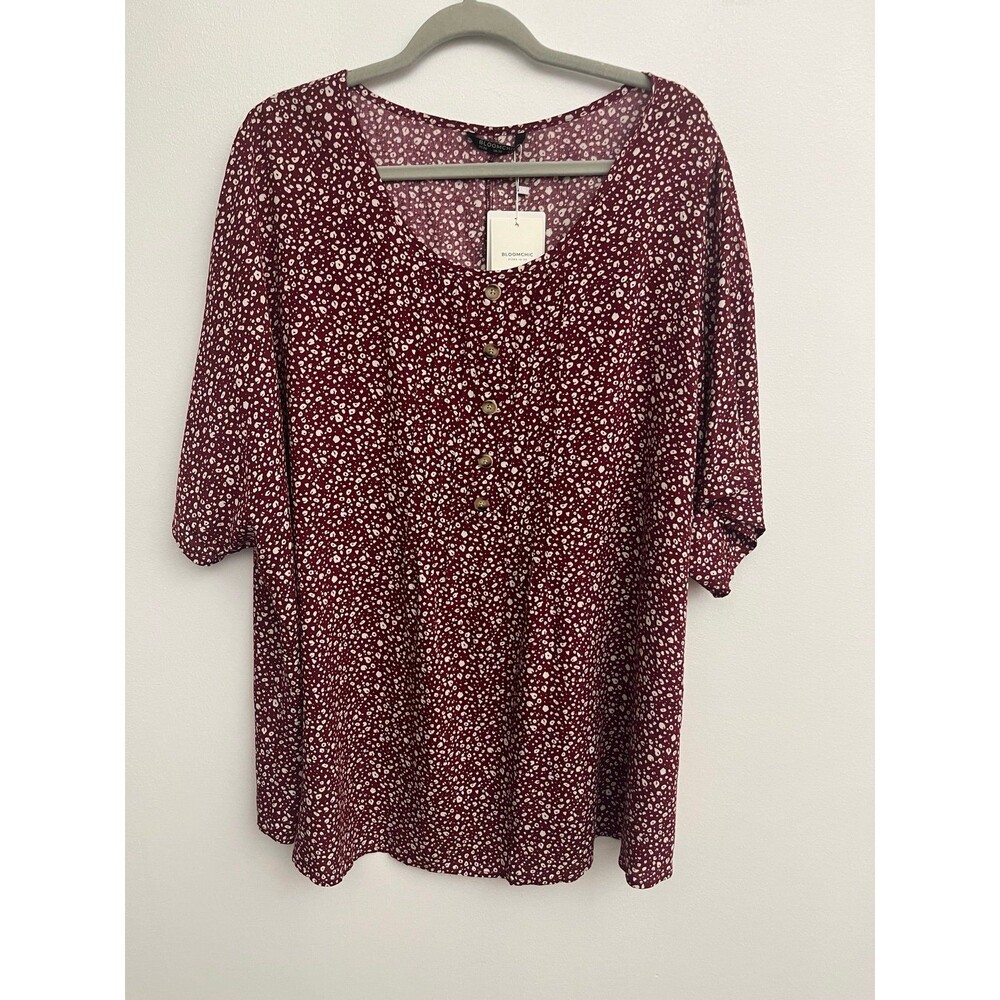 Bloom Chic Women’s Blouse Plus Size 26 Rayon Dolman Sleeve Lightweight Floral